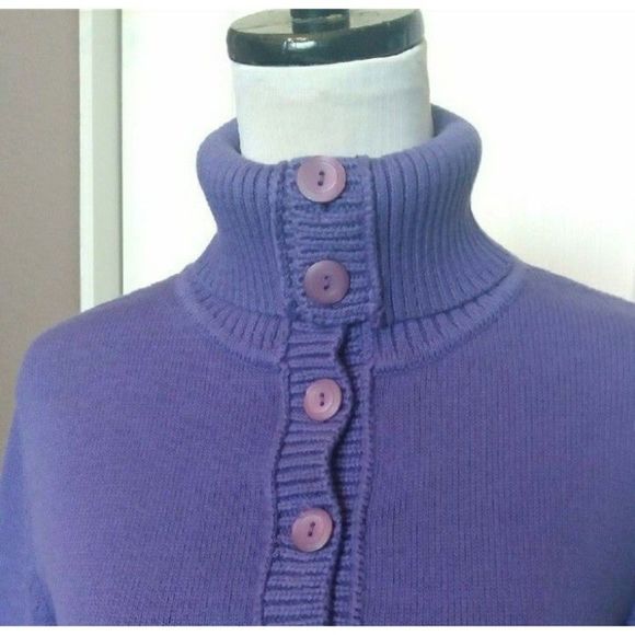 NWOT JNY PURPLE SWEATER CHUNKY KNIT COLLARED  SMALL PETITE WOMENS - Picture 1 of 6